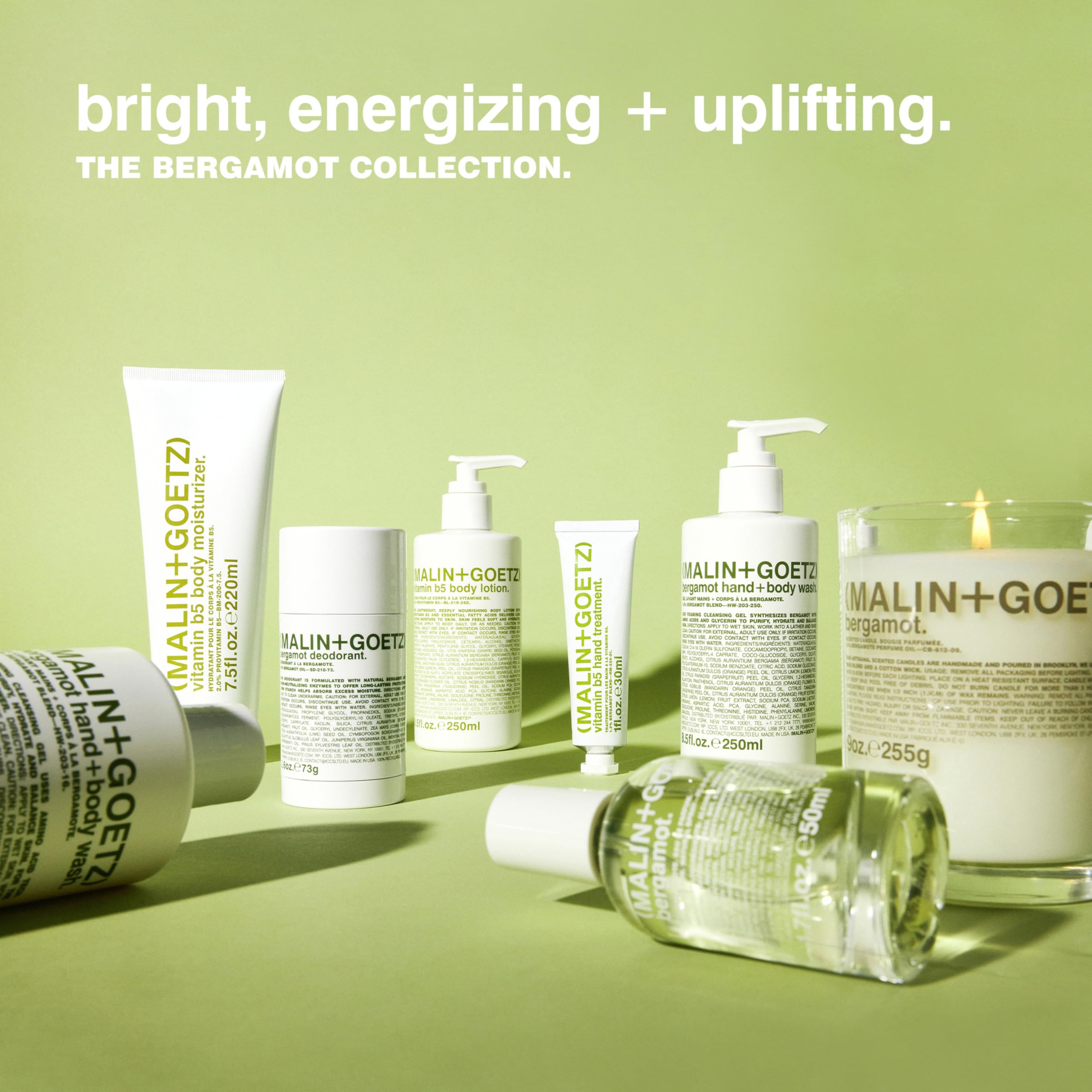 MALIN+GOETZ vela bergamot en baño, fragancia cítrica para relajación ligera