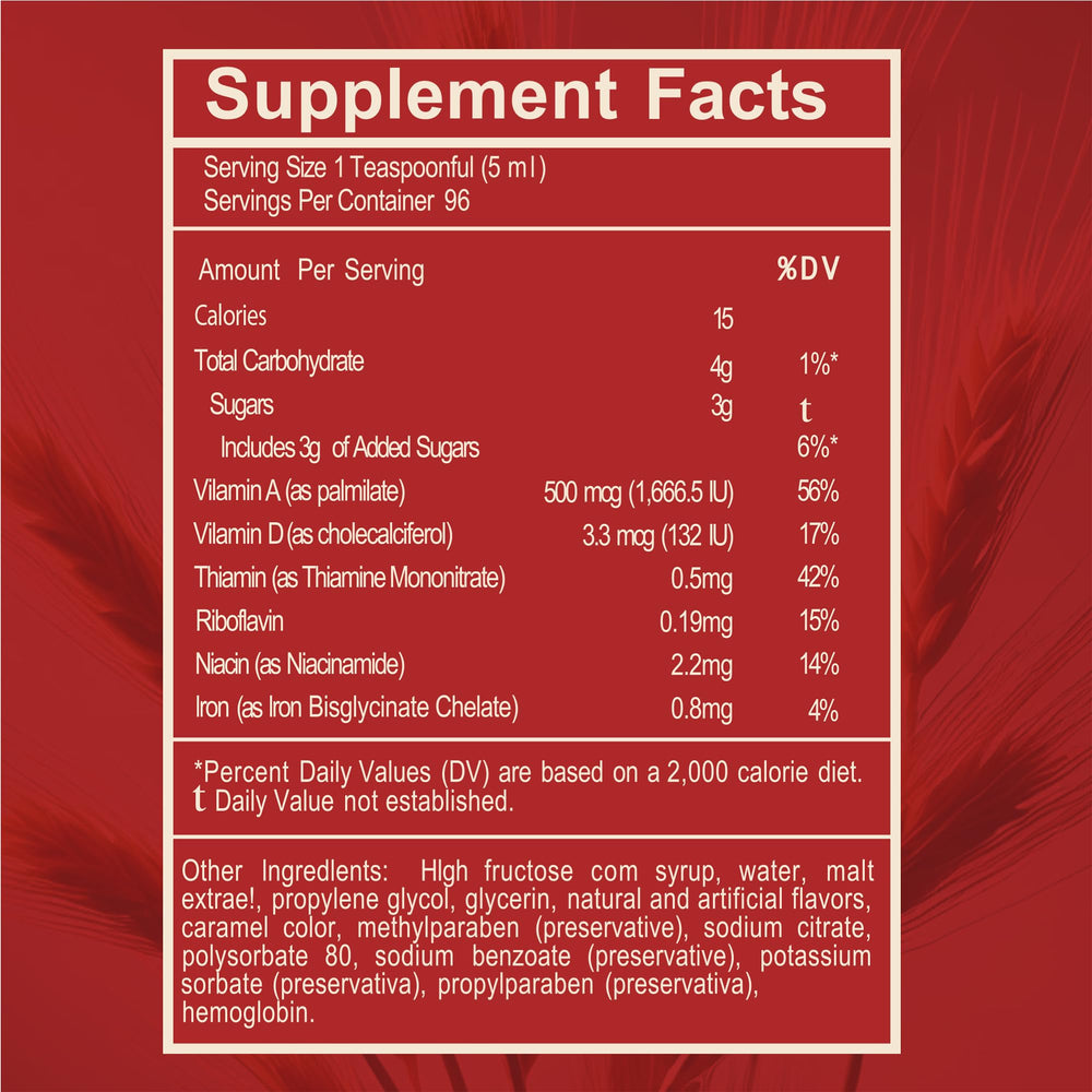MALT EXTRACT comparación de tamaño de botella para dosificación fácil