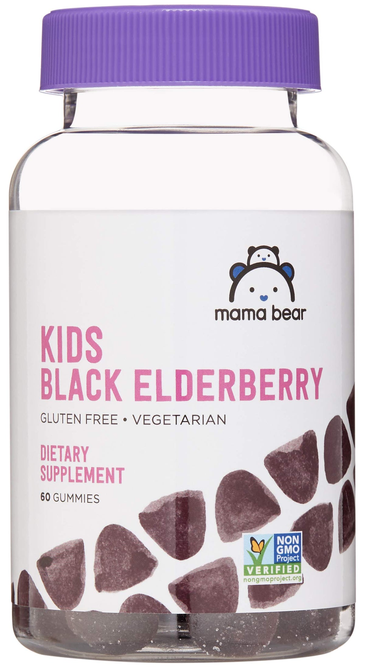 Mama Bear frasco frontal mostrando 60 gomitas y beneficios claros