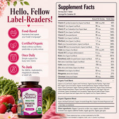 Mama Natural etiqueta con información nutricional clara y legible