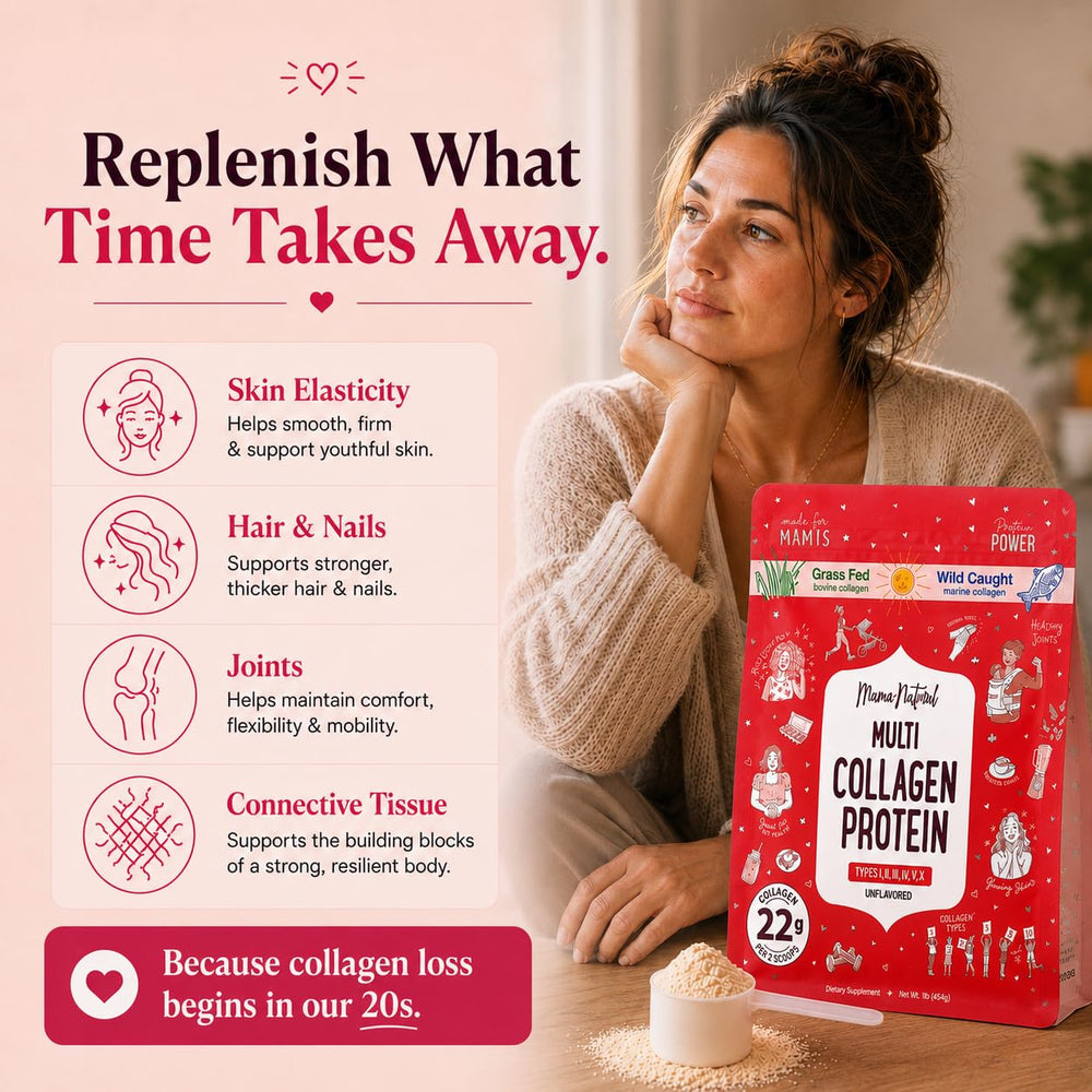 Mama Natural etiqueta con ingredientes y certificaciones visibles