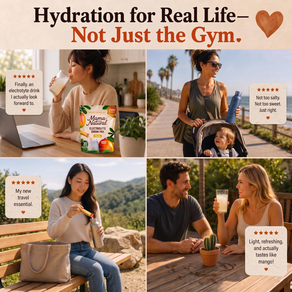 Mama Natural etiqueta nutricional legible que muestra minerales clave y transparencia