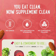 Mama Natural etiqueta nutricional enfocada en ingredientes y pruebas de terceros