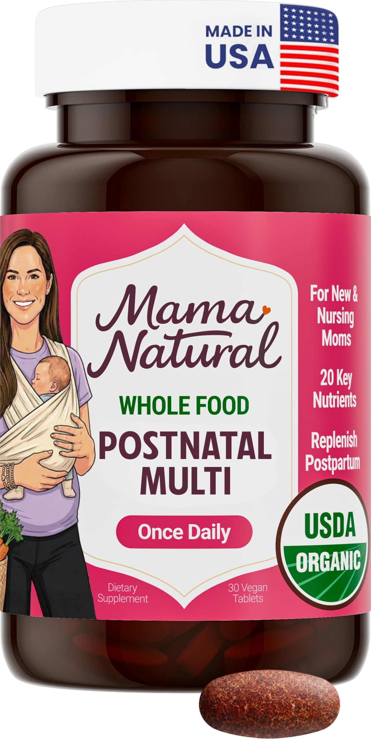 Mama Natural frente del envase mostrando el diseño y la cantidad de 30 dosis
