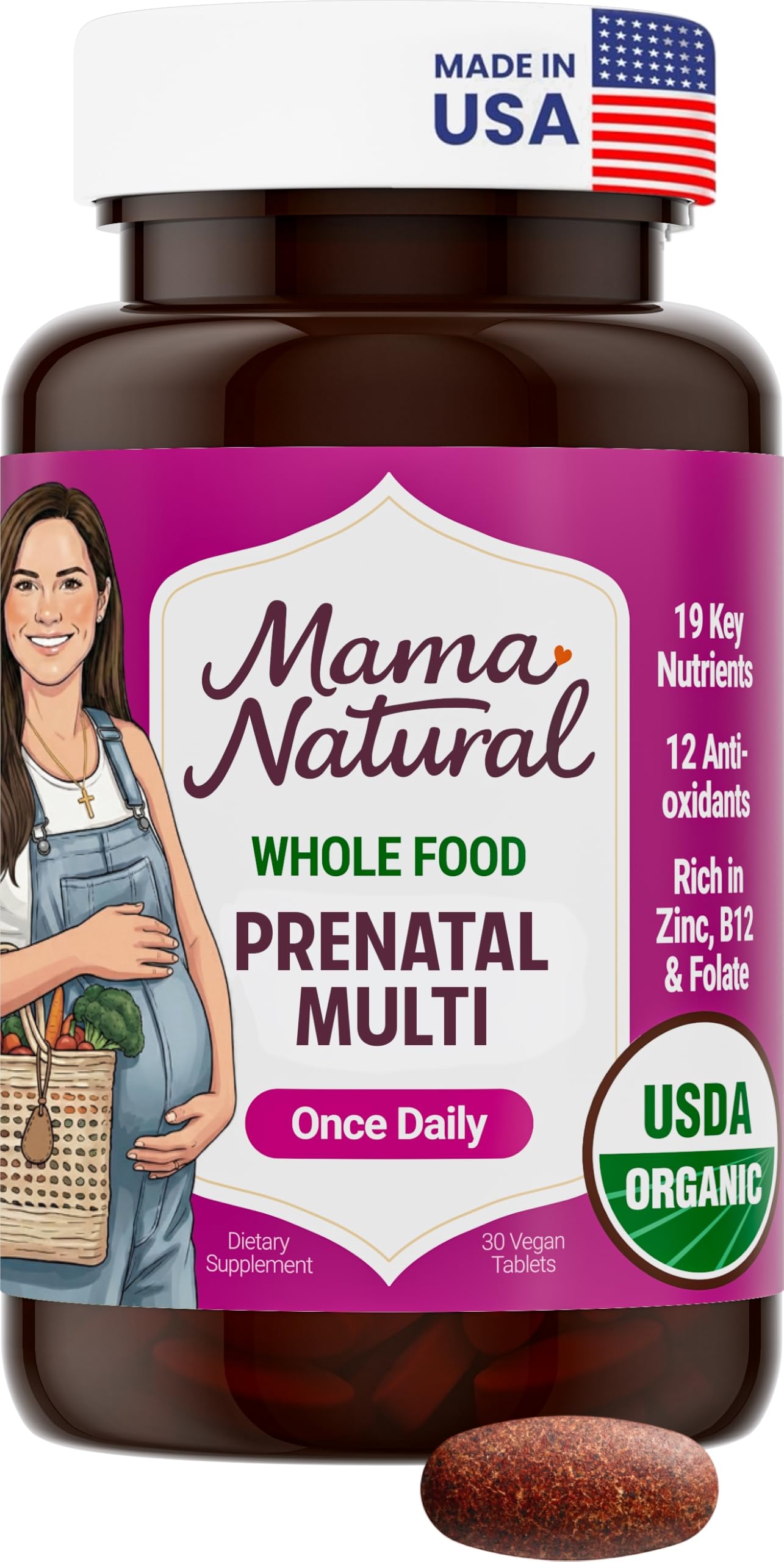 Mama Natural empaque frontal mostrando etiqueta orgánica y beneficios