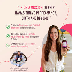 Mama Natural panel nutricional legible enfatizando ingredientes puros