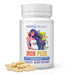 Mama's Select frasco frontal con diseño claro y beneficios visibles