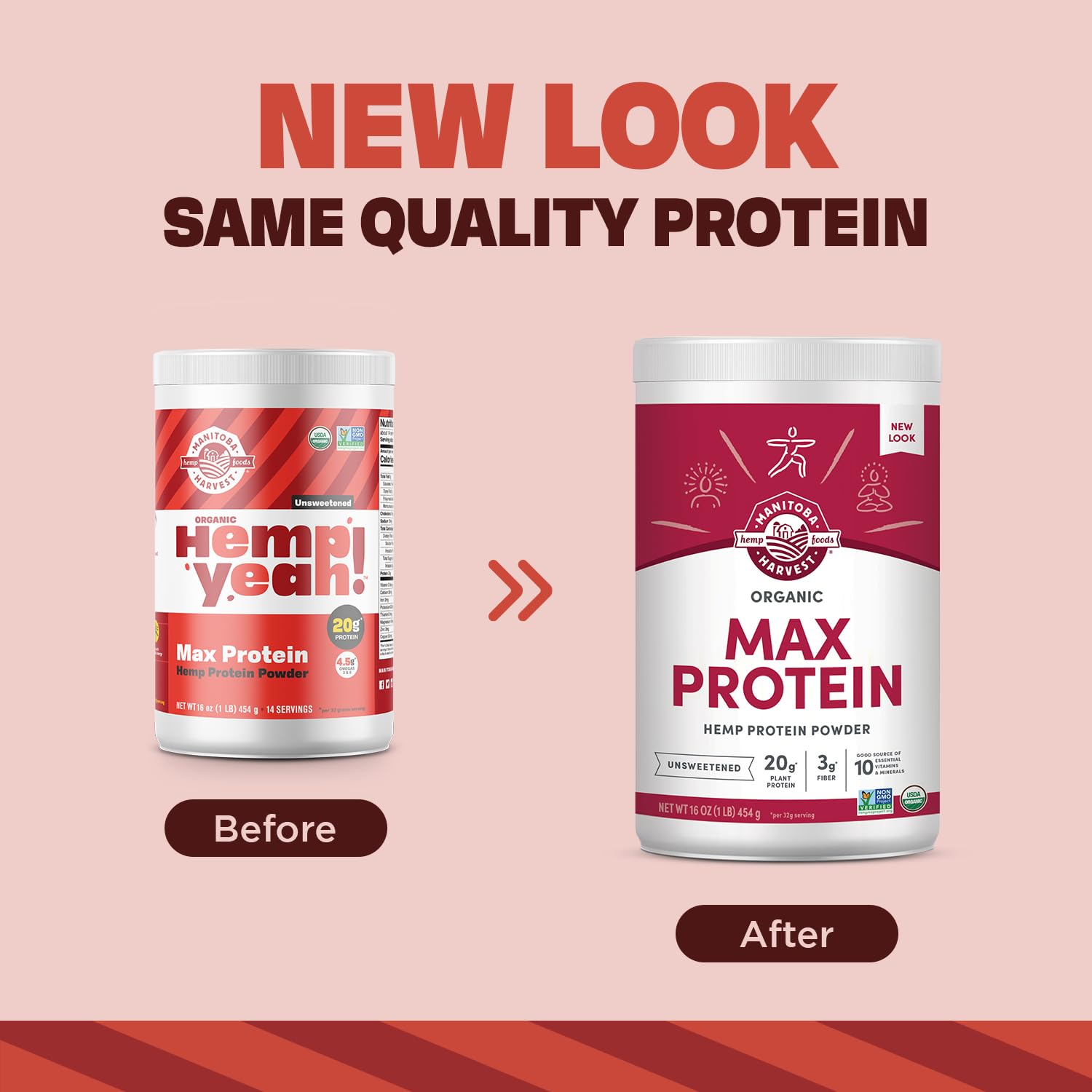 Manitoba Harvest primer plano de la textura del polvo, mezcla fina y homogénea