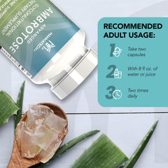 Mannatech Advanced Ambrotose etiqueta con ingredientes y beneficios visibles