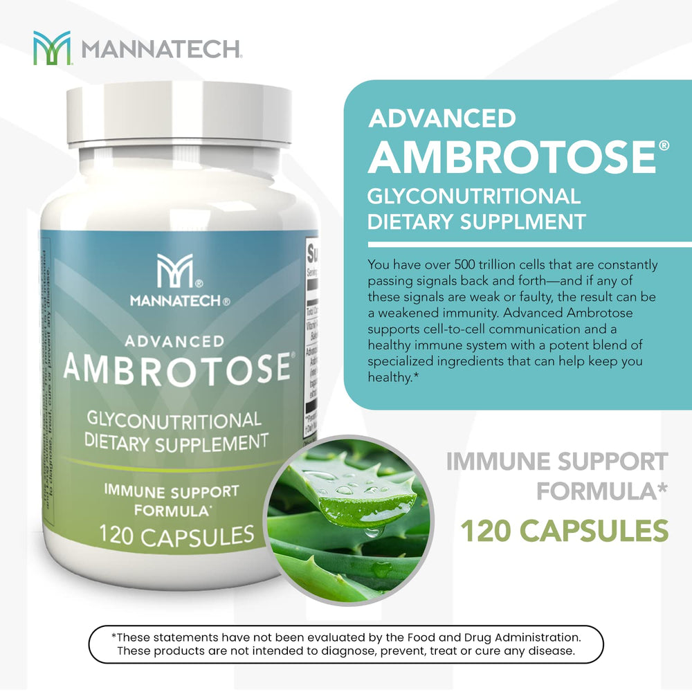Mannatech Advanced Ambrotose persona sosteniendo cápsula para dosificación