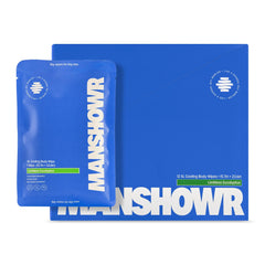 Manshowr empaque frontal mostrando diseño y cantidad de toallitas, práctico para viajes