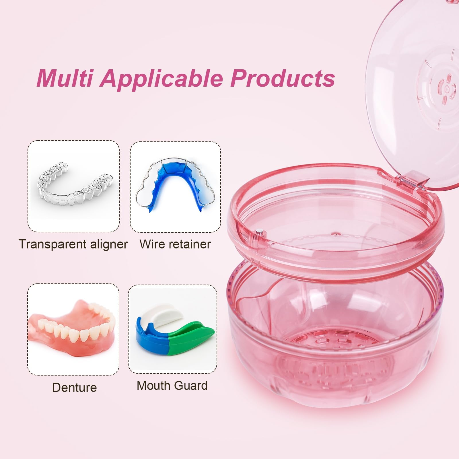 Maoerdental interior doble capa ideal para remojar y almacenar retenedores