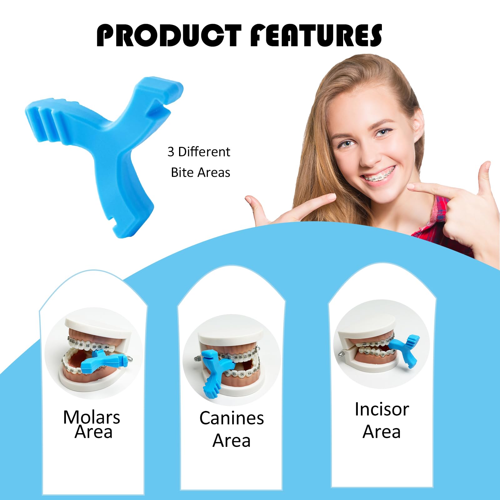 Maoerdental mordedor en Y vista superior, diseño para asiento preciso