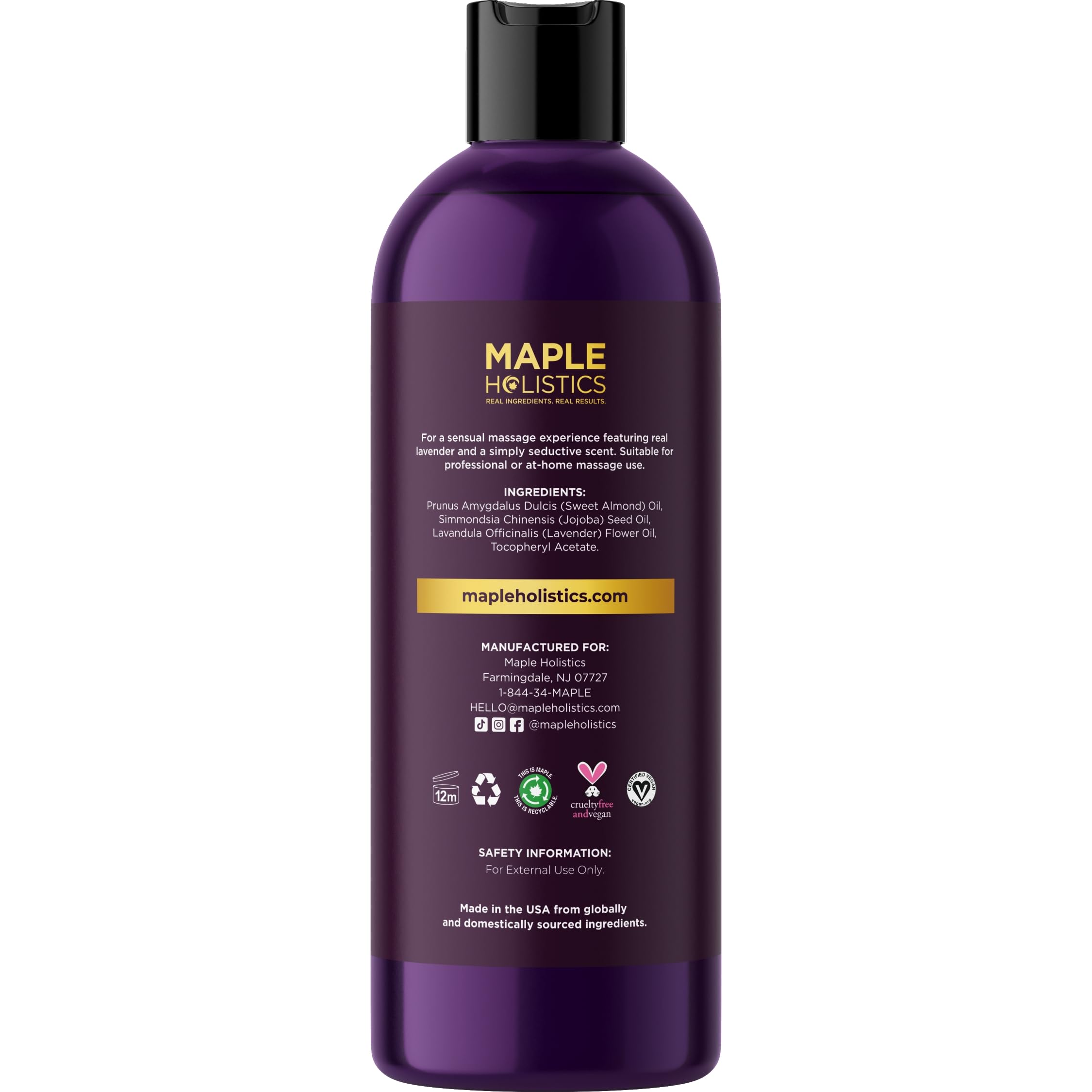 Maple Holistics tamaño 8 oz junto a objetos para referencia, confirma cantidad