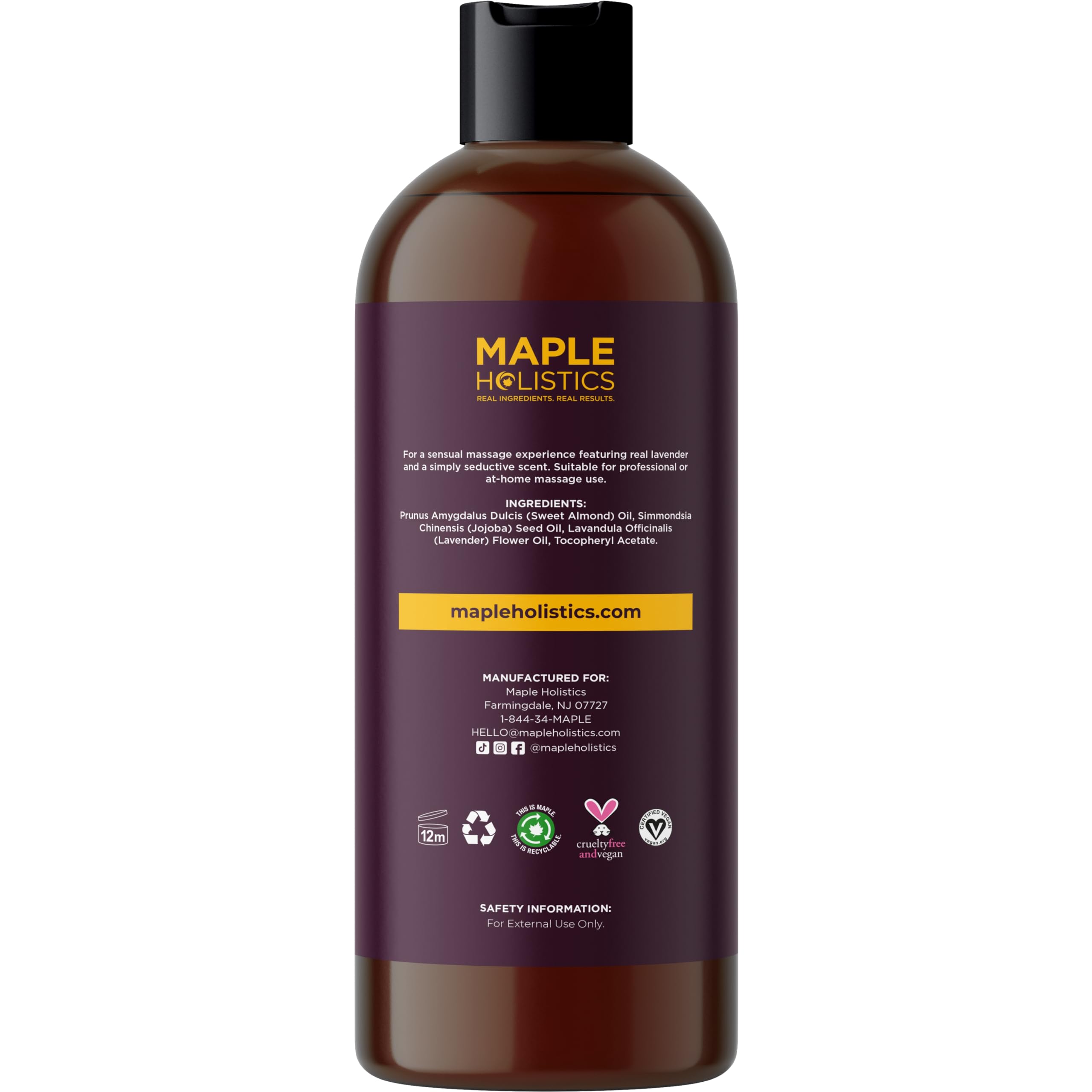 Maple Holistics comparación de tamaño del frasco para referencia de 473 ml