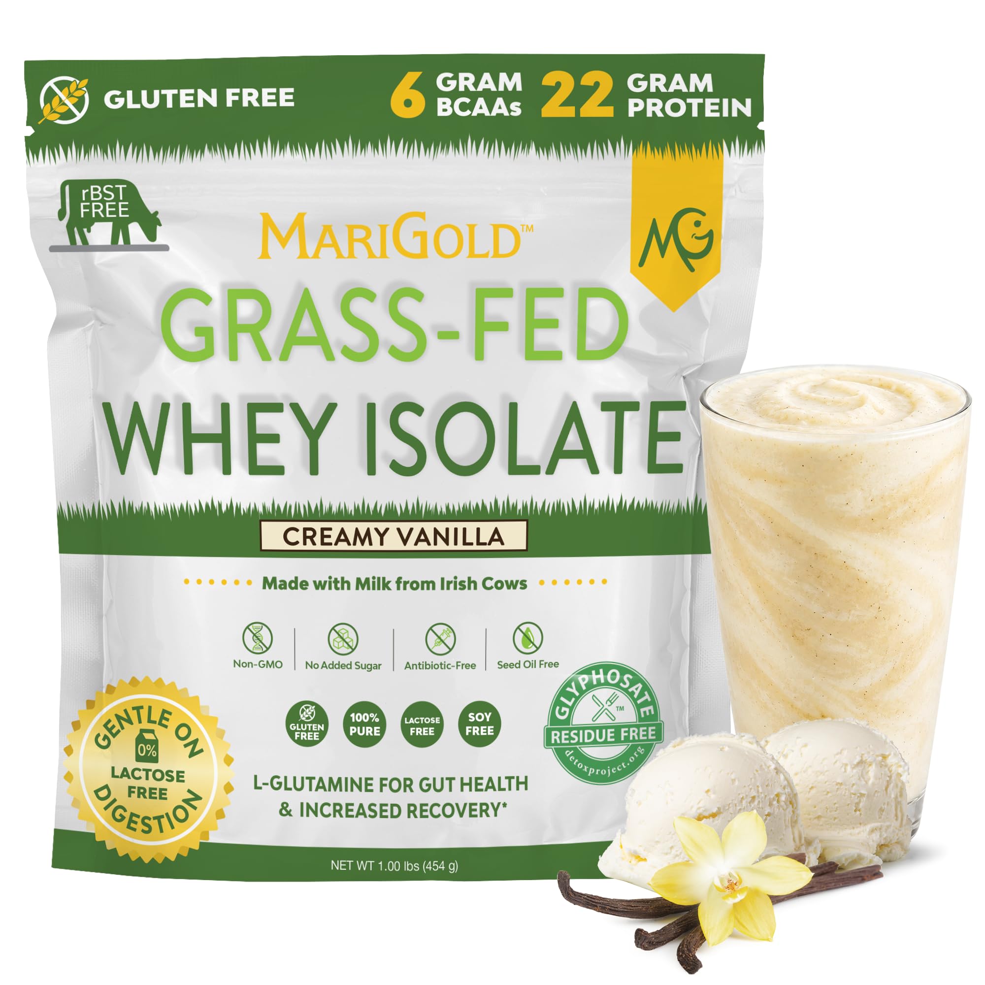 MariGold paquete frontal crema vainilla mostrando tamaño 1 lb y beneficios