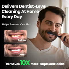 Marlincare cepillo en uso en lavabo ofreciendo limpieza silenciosa y efectiva