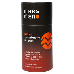 MARS MEN vista frontal del envase mostrando diseño y beneficio de apoyo hormonal