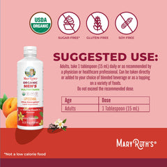 MaryRuth's botella abierta con cucharada, dosificación simple y práctica