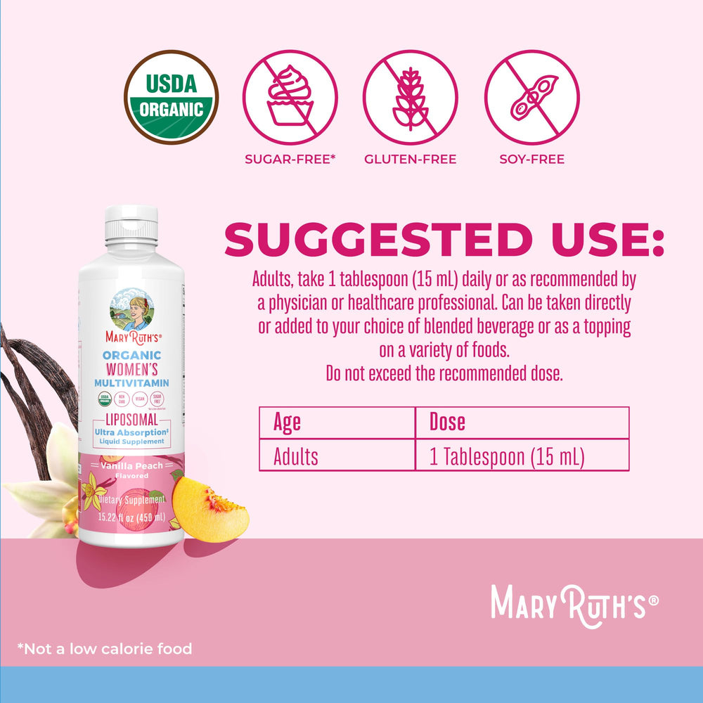 MARYRUTH'S botella abierta con tapa, ilustrando la facilidad de uso diaria