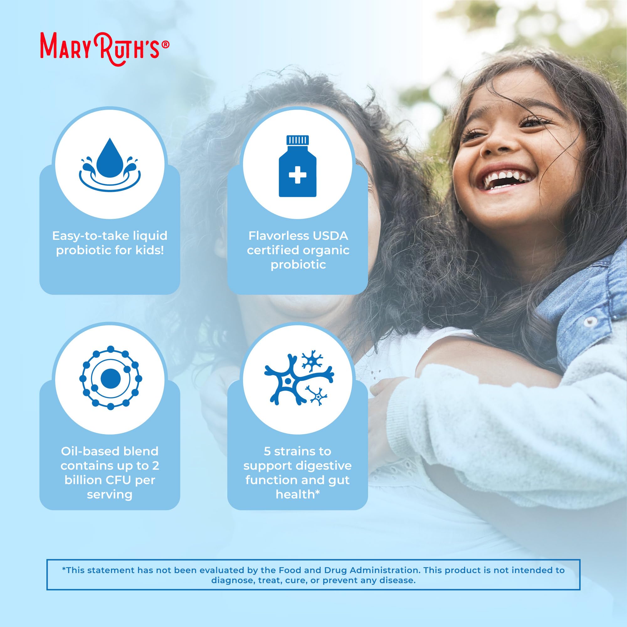 MARYRUTH'S close-up de sellos orgánico y certificaciones Clean Label y B Corp
