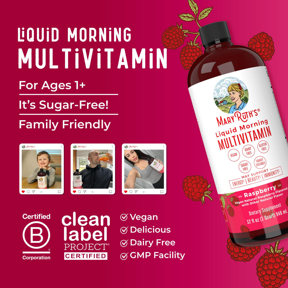 MARYRUTH'S sellos de certificación Clean Label y B Corp visibles