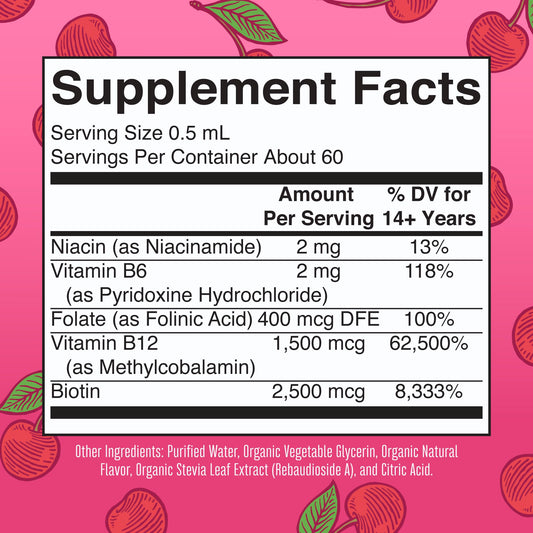 maryruths detalle de la etiqueta con lista de vitaminas B y beneficios