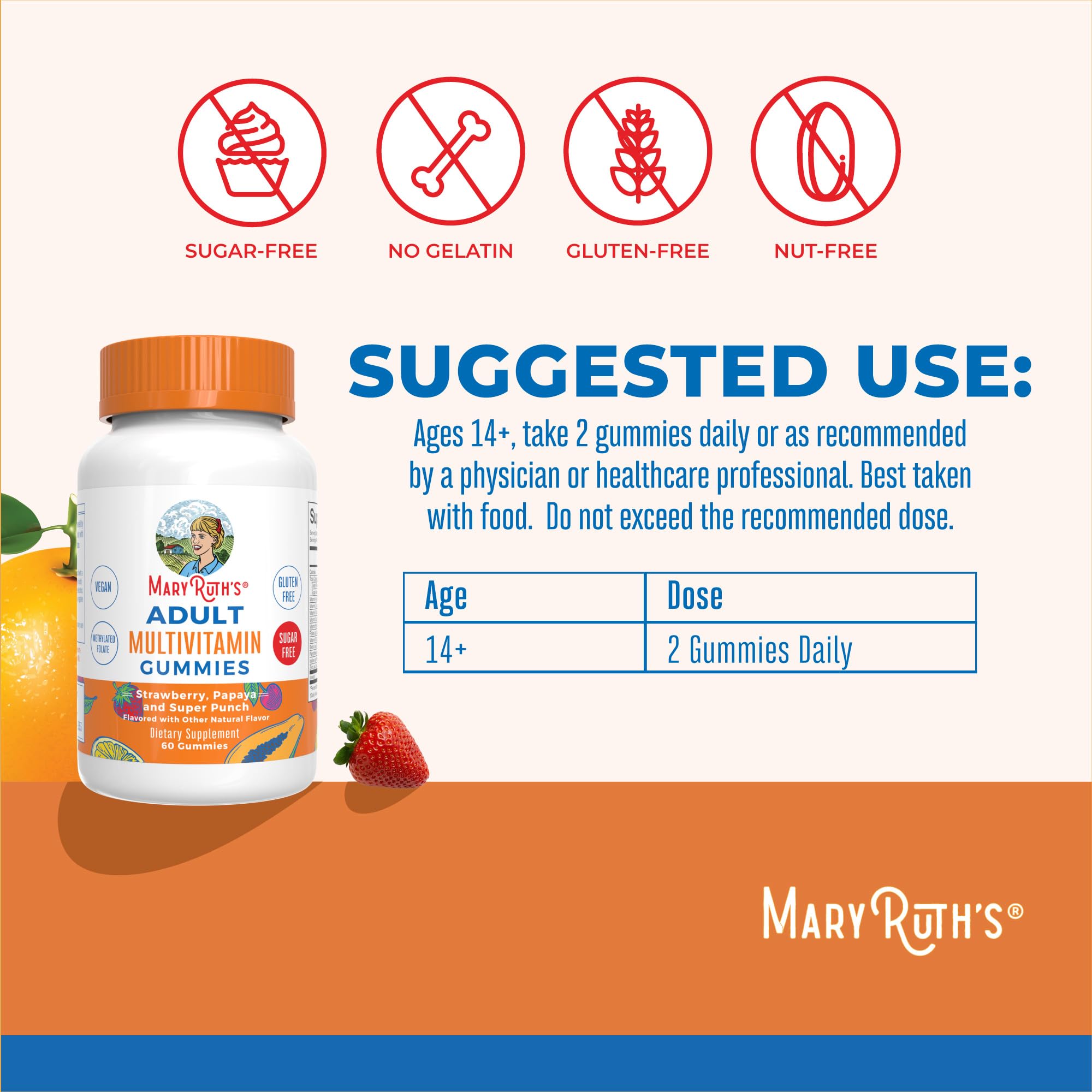 MARYRUTH'S etiqueta del envase legible, destaca información nutricional