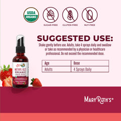 MARYRUTH'S etiqueta con sellos USDA Organic y certificaciones claras