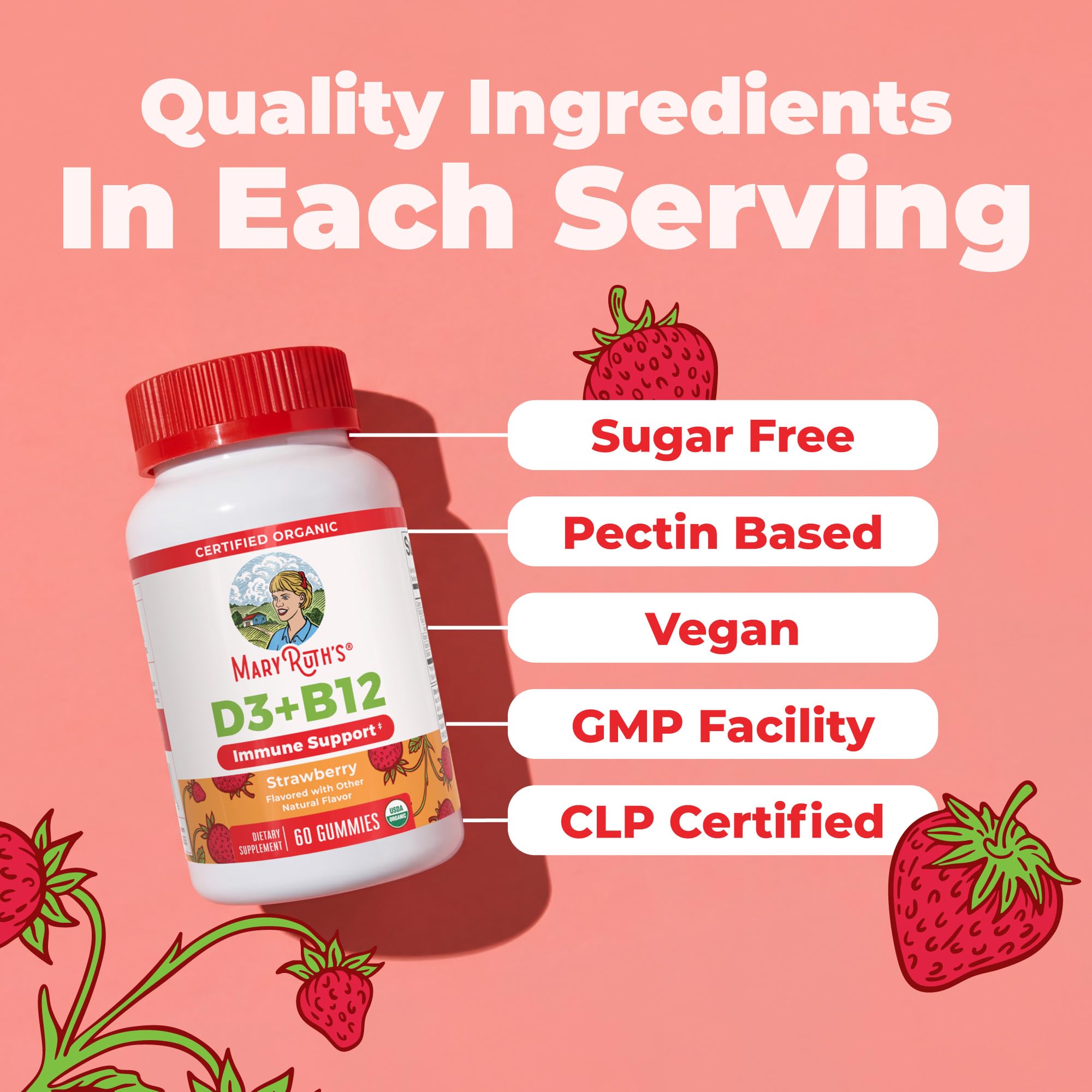 MARYRUTH'S etiqueta con certificaciones USDA Organic y Non-GMO, confianza en calidad
