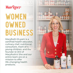 MARYRUTH'S sellos GMP y B Corp que muestran calidad y responsabilidad