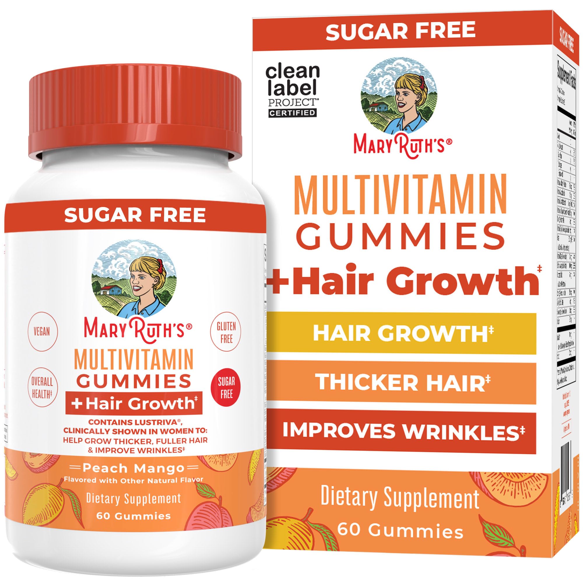 MARYRUTH'S frasco frontal de gomitas multivitamínicas, conveniencia diaria