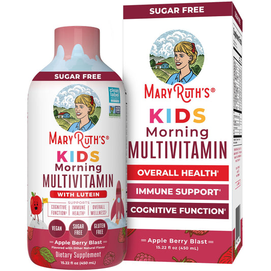 MARYRUTH'S frasco frontal del multivitamínico líquido para niños, presentación clara y confianza