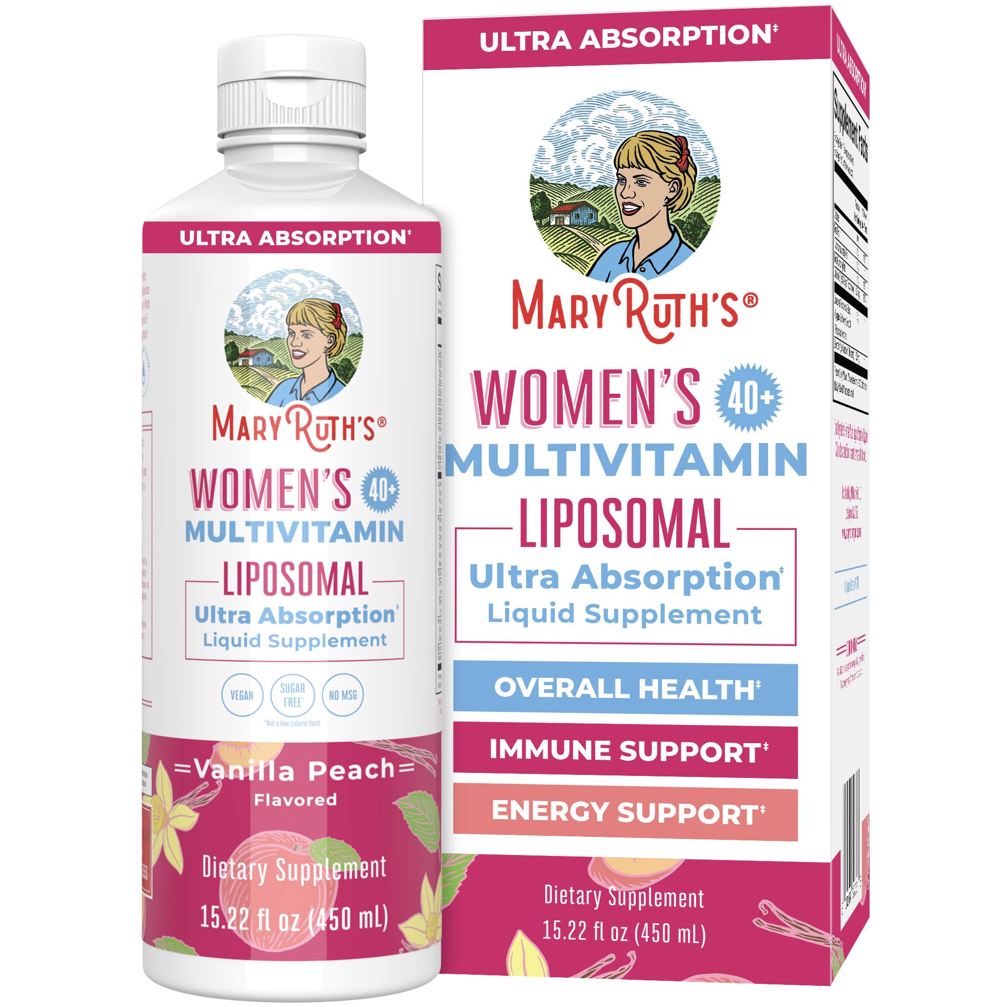 MARYRUTH'S frasco frontal mostrando la marca y beneficio de absorción