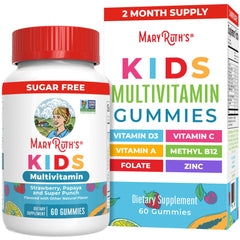 MARYRUTH'S frasco frontal mostrando 60 gominolas y beneficios de un mes doble