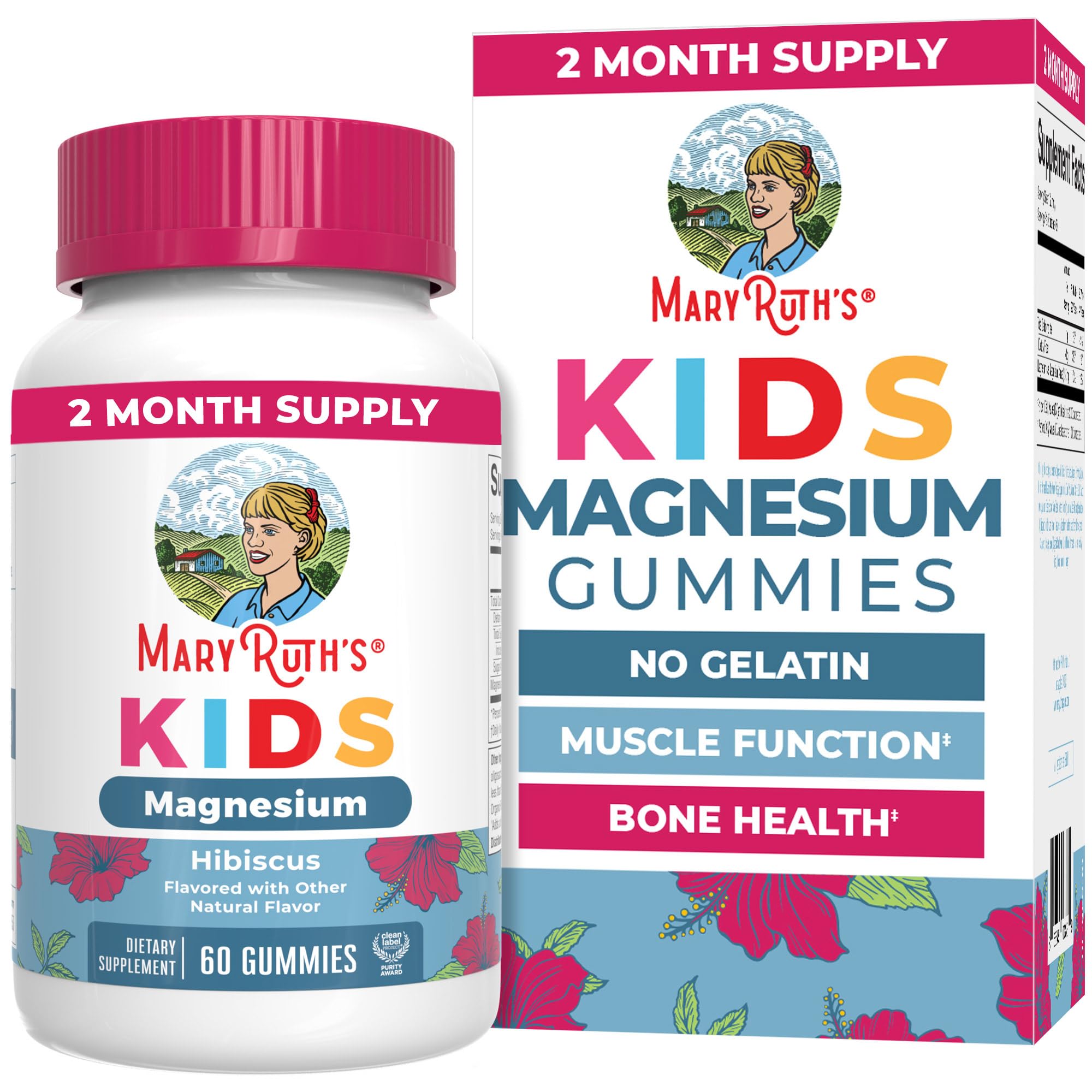 MaryRuth's frasco frontal mostrando 60 gomitas y diseño limpio