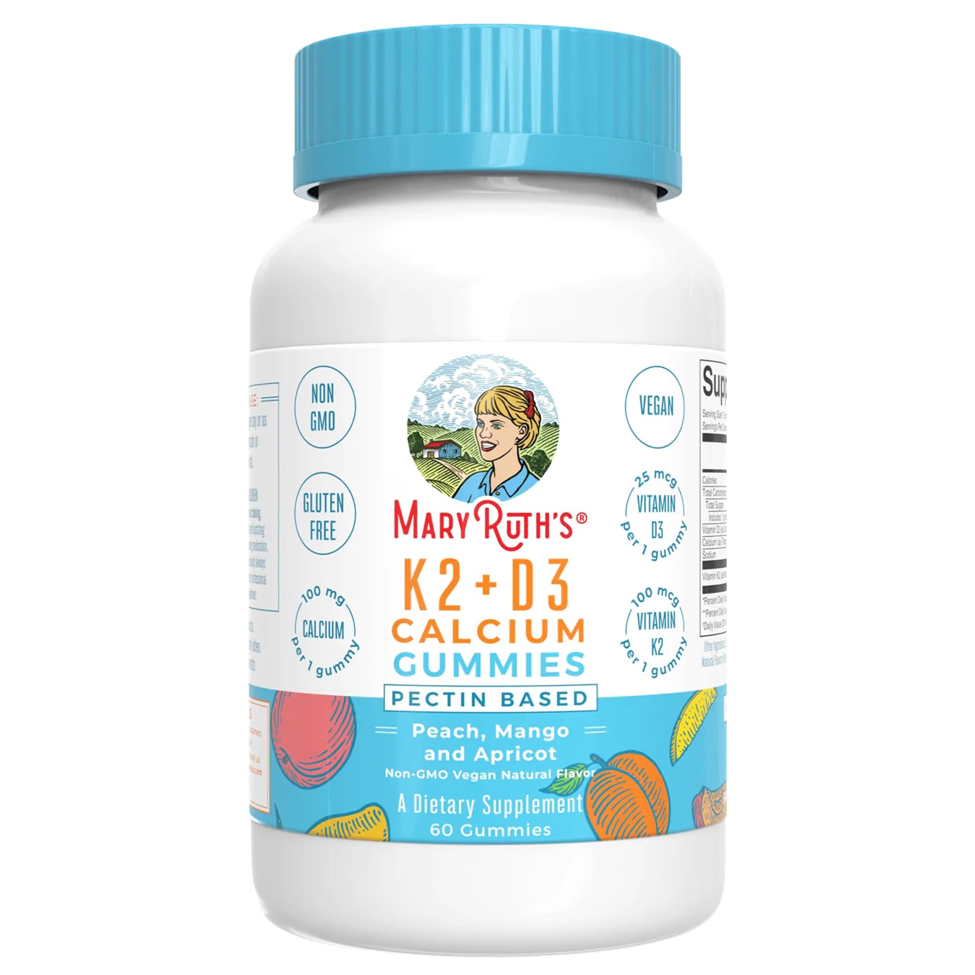 MARYRUTH'S frente del envase mostrando 60 gomitas y beneficios