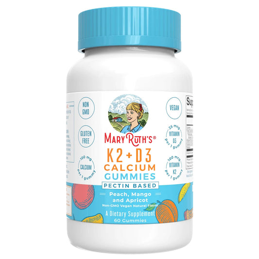 MARYRUTH'S frente del envase mostrando 60 gomitas y beneficios