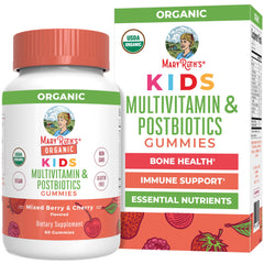 MARYRUTH'S envase frontal mostrando gummies orgánicas y beneficios claros