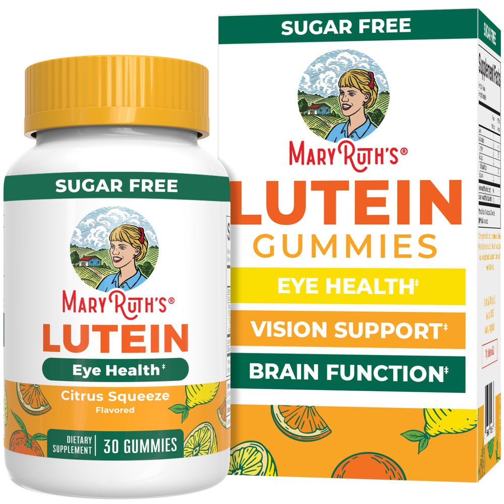 MARYRUTH'S envase frontal de Lutein Gummies, fácil identificación y uso