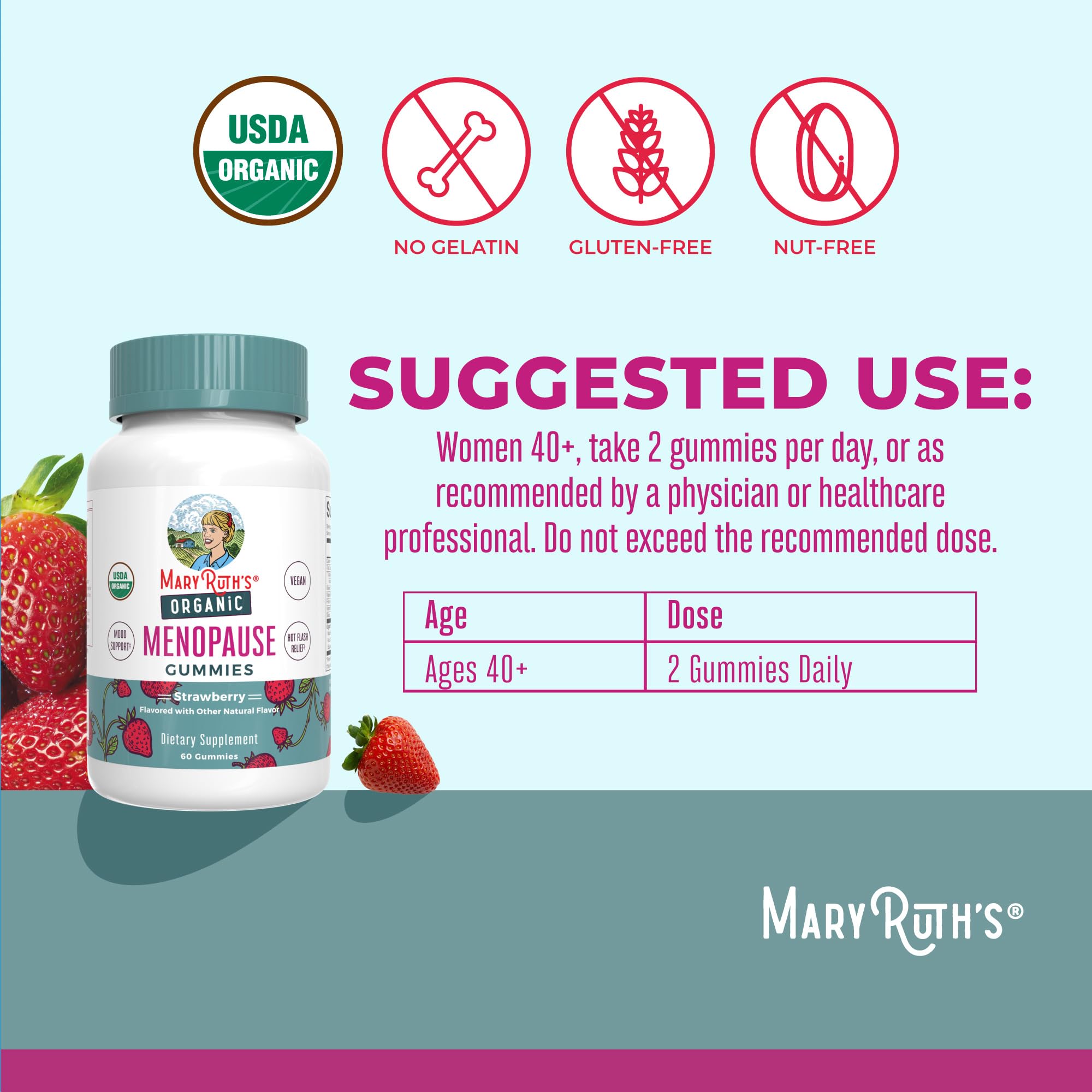 MARYRUTH'S textura de gomita fresa en primer plano, aspecto masticable y apetecible