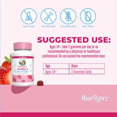 MARYRUTH'S dos gomitas en mano para mostrar dosis y facilidad de toma