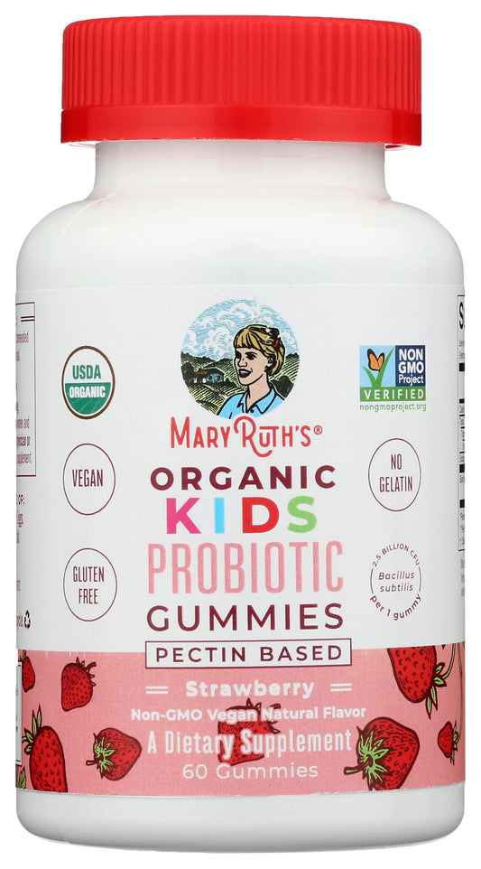 MaryRuth's frasco frontal con gomitas de fresa, práctico para uso diario