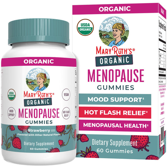 MARYRUTH'S empaque frontal de gomitas para menopausia, fácil identificación y orgánico