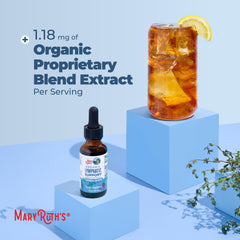 MARYRUTH'S composición de hierbas como echinacea y saúco en primer plano