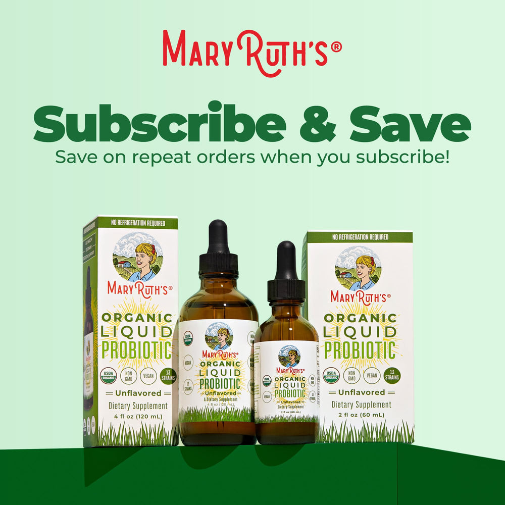 MARYRUTH'S etiqueta con certificaciones orgánicas y lista limpia de ingredientes