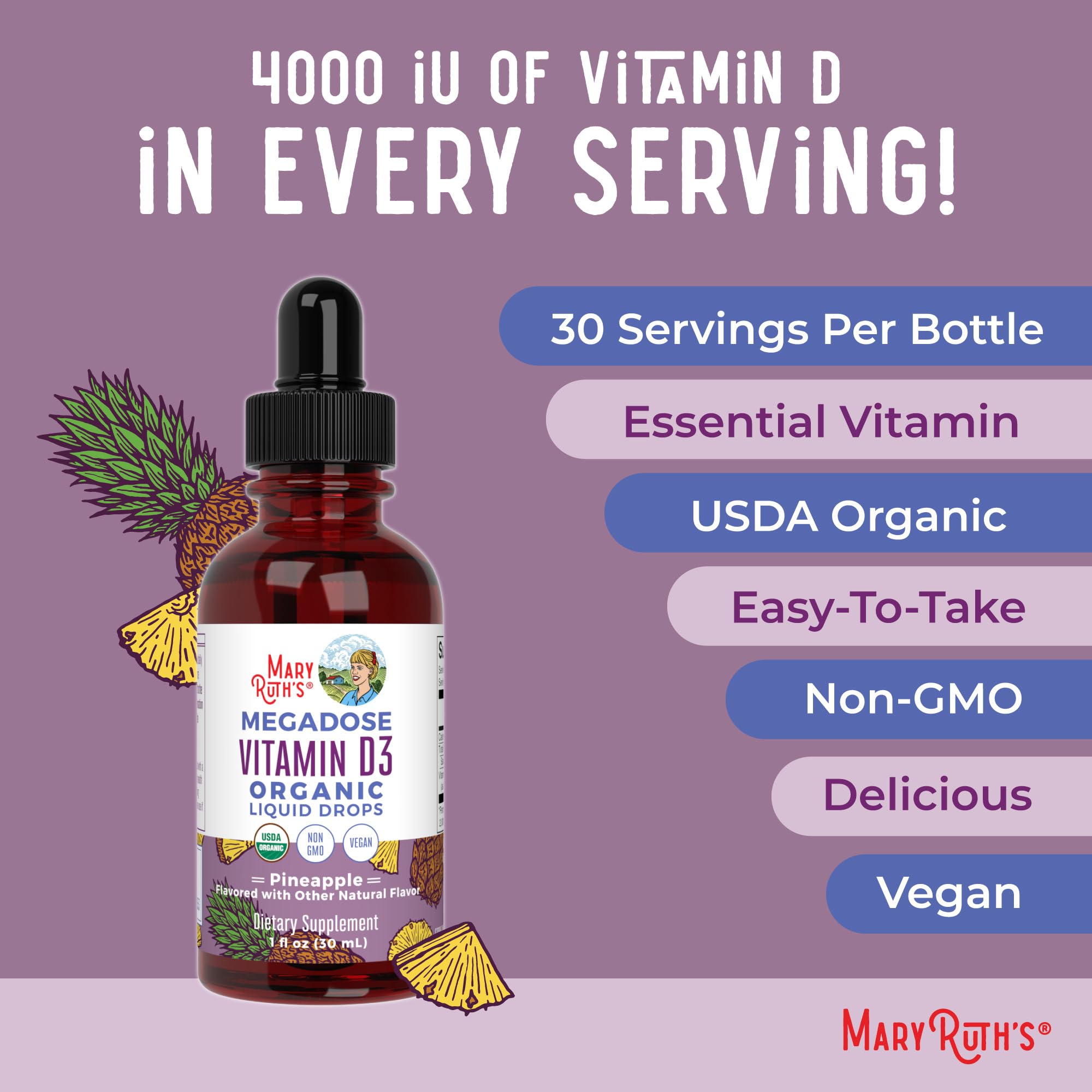 MARYRUTH'S líquenes fuente vegetal de vitamina D3, alternativa segura