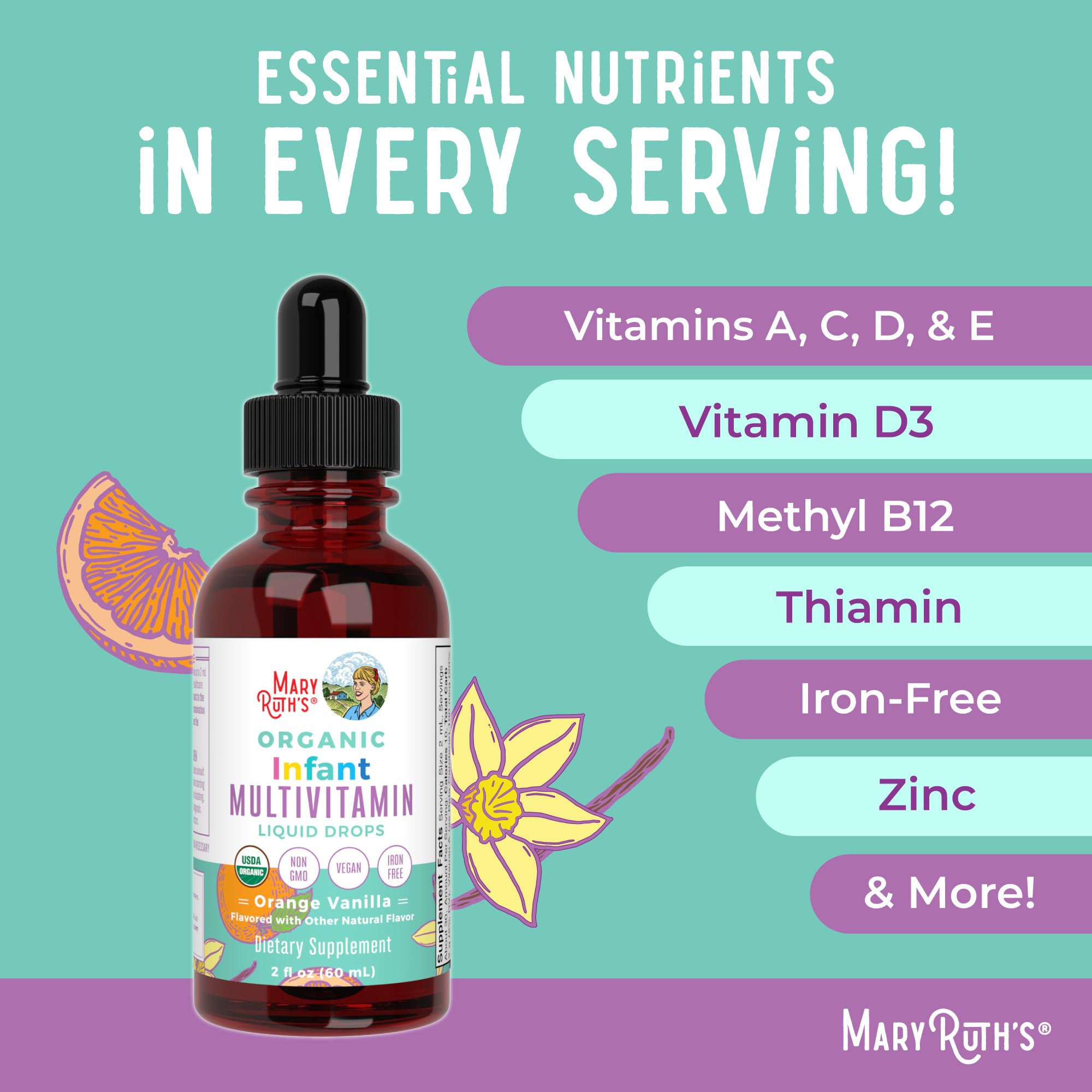 MARYRUTH'S lista de ingredientes orgánicos destacando pureza y origen