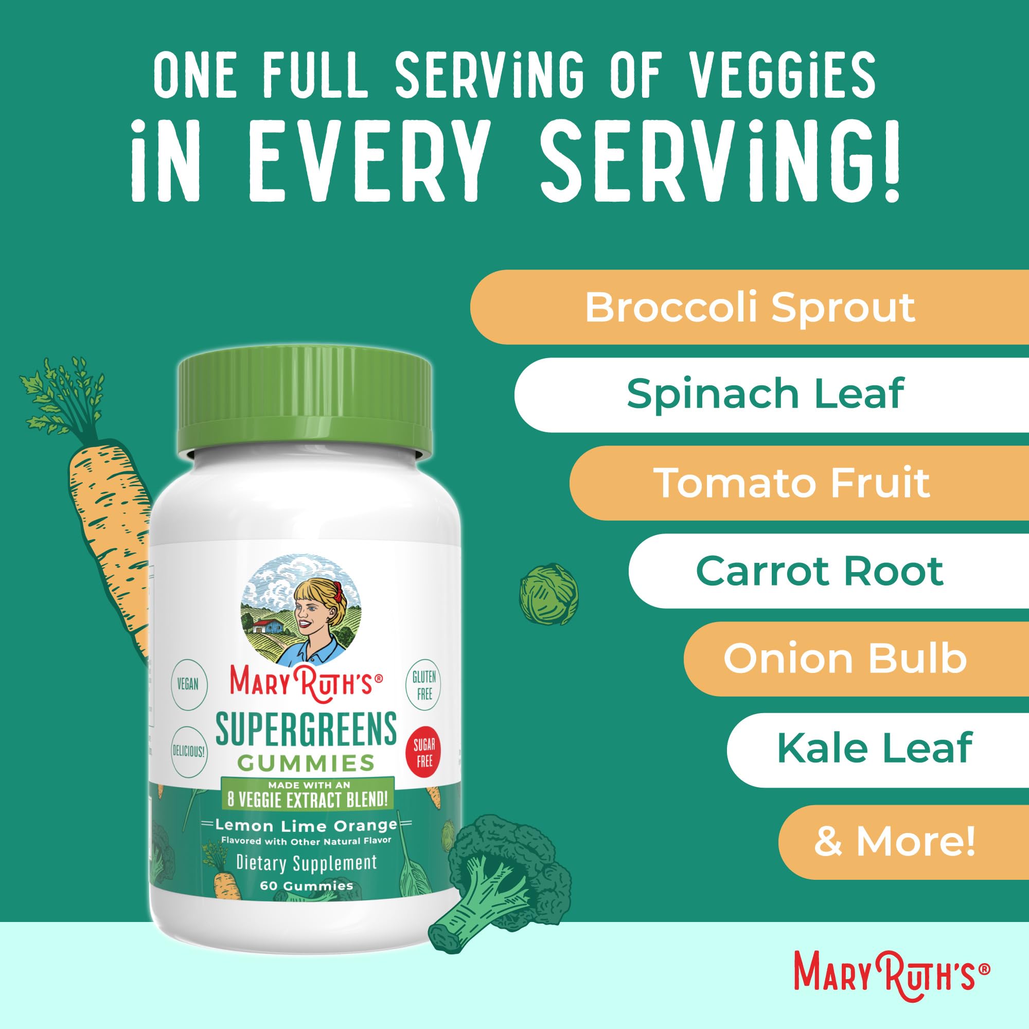 MaryRuth's ilustración de vegetales indicando la mezcla de super greens