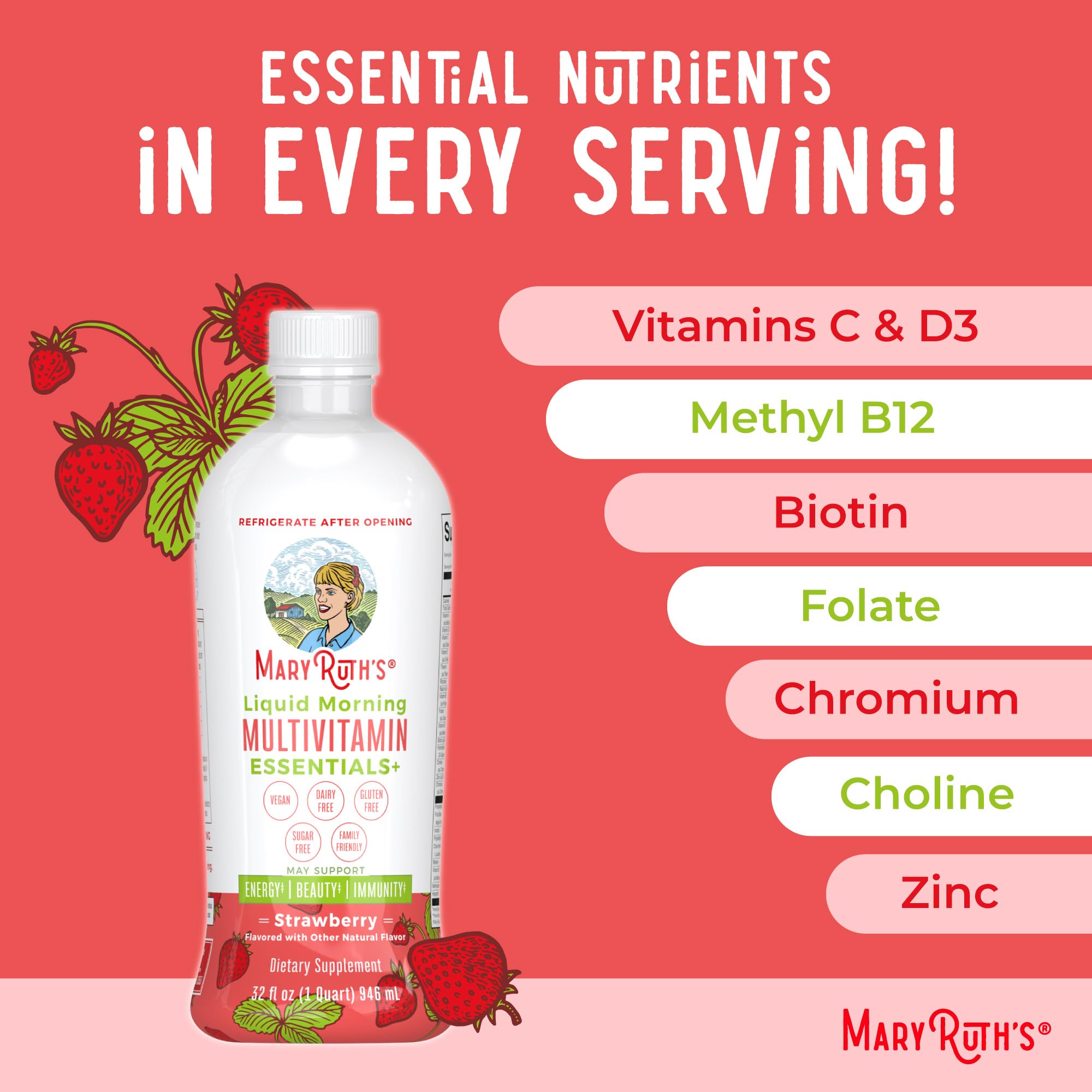 MARYRUTH'S presentación sabor fresa atractiva para familias